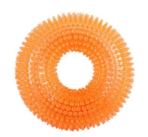 Sumry Squeaky Chewing Balls Squeaky Balls for Dogs Soft Stab Balls Cleaning Teeth Toys Balls Latex Dog Chewing Toys Non-Toxic Rubber Fetch Rubber Ring -Large- -Orange-
