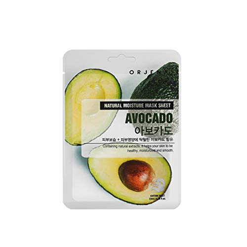Orjena 10 pack Facial Mask Sheet-Avocado Mask for Face-Face Sheet Mask with Avocado-Korean Skincare-Moisture-Anti Aging-Anti Wrinkle-Hydrating and Soothing-Sensitive-Refreshing
