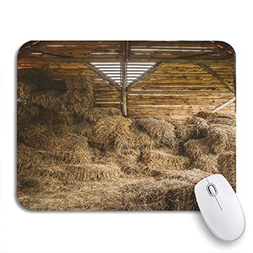 Adowyee Gaming Mouse Pad Yellow Dry Hay Stacks in Rural Wooden Barn Interior 9.5"x7.9" Nonslip Rubber Backing Computer Mousepad for Notebooks Mouse Mats