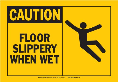 Brady 83664 Self Sticking Polyester Alert Sign, 7" X 10", Legend "Floor Slippery When Wet -with Picto-"