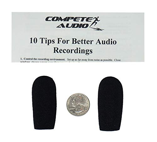 Compete Audio CA945 foam microphone windscreens -microphone covers- -2-pack- for use mini-shotgun mics, larger headsets and desktop microphones