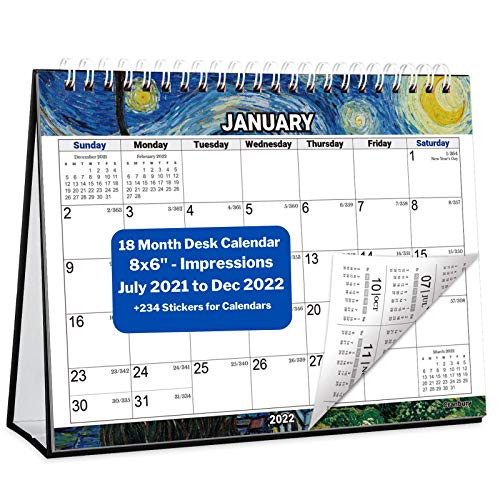 CRANBURY Small Desk Calendar 20212022 8x6, Impressions Use Stand