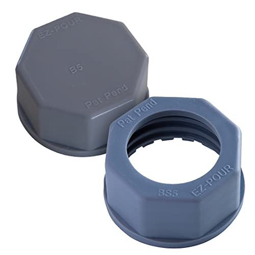 EZ-POUR Coarse Thread Gray Base Cap Kit, Replacement Spout Base Cap and Solid Block Off Cap Spout and Midwest Metal Jerry, Stancan, Tee Pee, Wedco containers