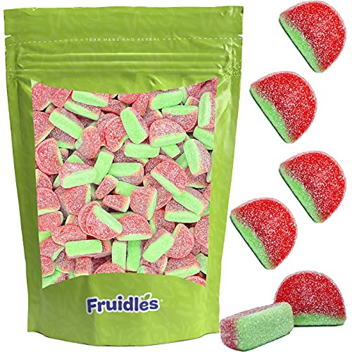 Fruidles Watermelon Gummi Slices Candy, Delicious Sugar Coated Fruit Flavors Gummies -1 Pound-