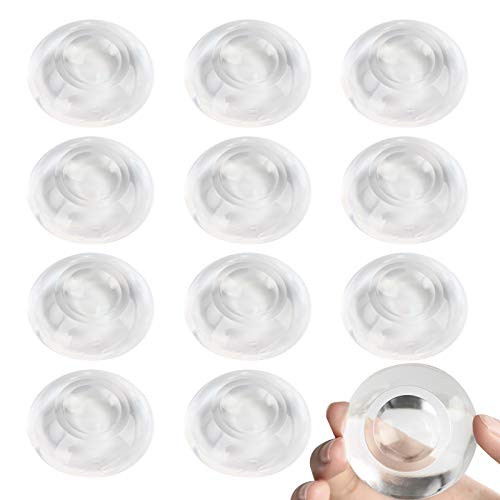 Door Stopper Wall Protector, 12 Pcs Silicone Door Knob Bumpers with Self Adhesive, Shock Absorbent Gel-Reusable Door Bumper Protector, Wall Shield  and  Silencer for Door Handle to Protect Wall, Doorknobs