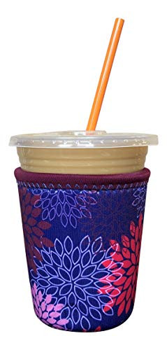 Koverz Neoprene Iced Coffee Java Sleeve - Insulator Sleeve for Cold Beverages, Neoprene Cup Holder - Compatible with Starbucks  and  McDonald's Coffee - Small Midnight Mums