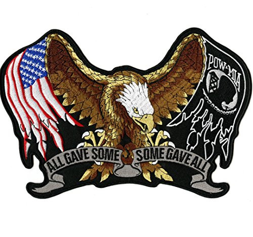 Pow Mia Eagle Embroidered Patch | Large All Gave Some US Flag Iron On | - by Nixon Thread Co. (11")