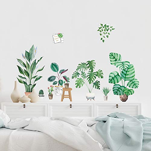 Tropical Wall Decals Leaves Wall Stickers for Living Room, Potted Plants Wall Decor Posters Palm Leaf Wall Art Murals for Bedroom Office Vinyl Home Decorations Tropical Wall Decals Leaves Wall Stickers for Living Room, Potted Plants Wall Decor Posters Palm Leaf Wall Art Murals for Bedroom Office Vinyl Home Decorations