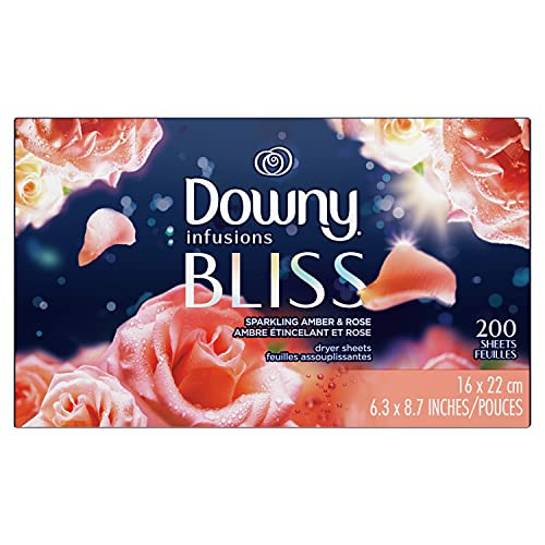 Downy Infusions Fabric Softener Dryer Sheets, Bliss, Sparkling Amber  and  Rose, 200 count
