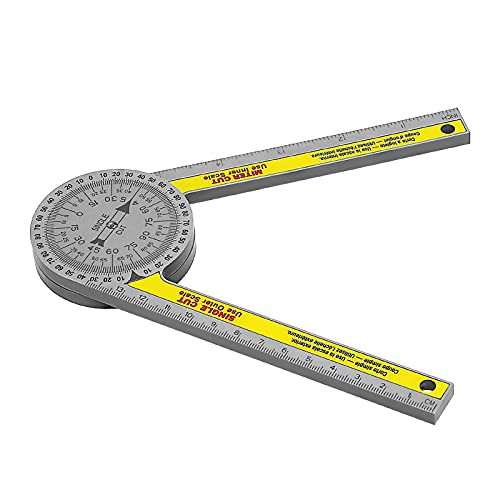 Miter Saw Protractor, Aluminum Protractor Angle Finder with Measuring Rulers, Professional Outside Miter Angle Finder for Carpenters and Building Trades