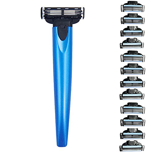 Men's Razor Blades, 3-Blades Mens Shaving Razors for Sensitive Skin, Razors for Men Refills, 1 Handle  plus 13 Blade Refill cartridges, Also Fits for Gillette Mach3