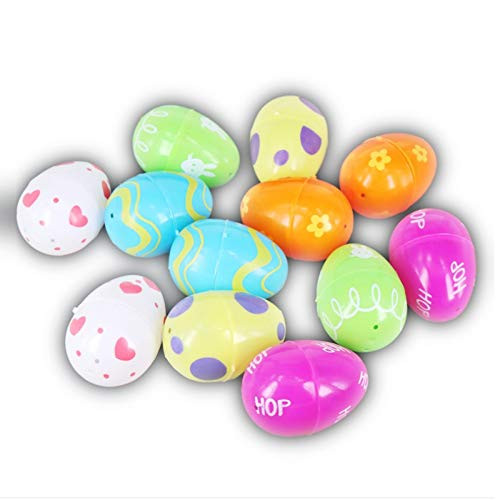 IEhotti Idea 12 Pcs Plastic Easter Eggs, Colorful Easter Decoration, 2.6'' Empty Eggs for Easter Egg Hunt, Basket Stuffers Fillers, Classroom Prize Supplies, Filling Treats and Party Favor