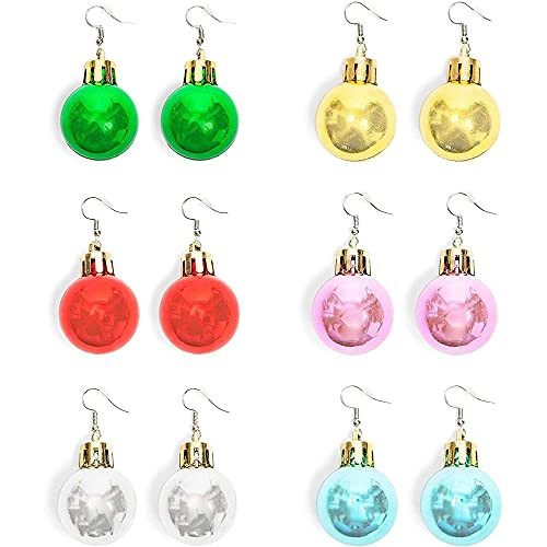 Christmas Ornament Earrings for Women, Holiday Jewelry -6 Pairs- Christmas Ornament Earrings for Women, Holiday Jewelry -6 Pairs-