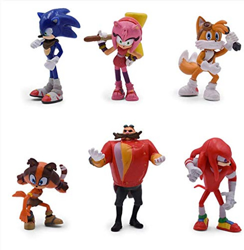 Sonic the Hedgehog Action Figures Toys Sonic Figurines Collection Playset Cake Toppers Cupcake Decorations Party Favor Gift for Kids 6pcs/set