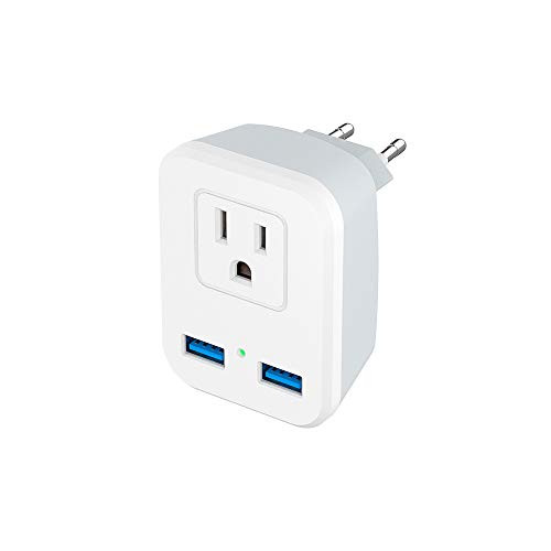 SOKOO European Travel Adapter, International Power Plug with 2 USB, Type C Outlet Adaptor Charger for US to Most of Europe EU Spain Iceland Italy France Germany