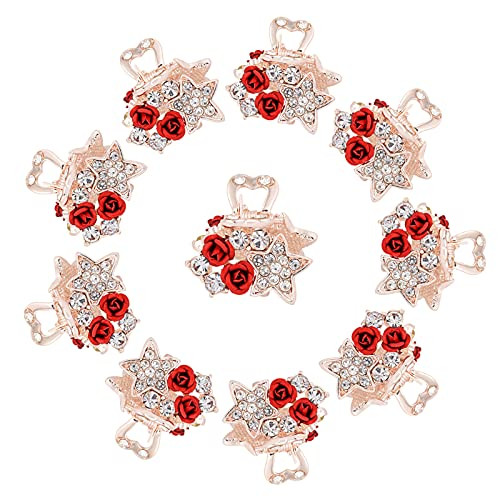 VEIREN 10 Pieces Women Girls Rhinestone Hair Claws Clips Lovely Mini Rose Flowers Alloy Hairpins Hair Claw Clip Barrettes for Party Wedding Bridal Jewelry Headwear Hair Accessories VEIREN 10 Pieces Women Girls Rhinestone Hair Claws Clips Lovely Mini Rose Flowers Alloy Hairpins Hair Claw Clip Barrettes for Party Wedding Bridal Jewelry Headwear Hair Accessories