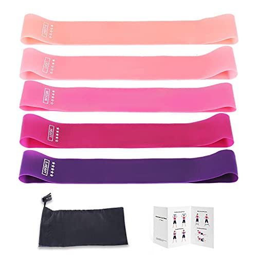 Resistance Bands, Exercise Bands Set with Instruction Guide  and  Carry Bag, Strength Workout Bands for Fitness Home Gym 3 Pack -Pink-