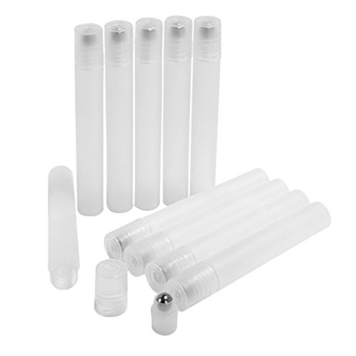 Baosity 10x 10ml Empty Plastic Roll on Bottle Perfume Essential Oil Roller Ball