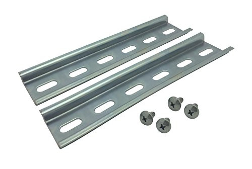 Electrodepot Slotted Steel Zinc Plated DIN Rail, 35 Millimeters x 6 Inches, Silver  2 Pieces with 4 Number 10 Stainless Steel Screws
