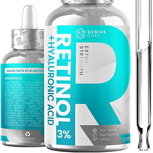 Retinol  and  Hyaluronic Acid Serum Anti Aging  and  Anti Wrinkle Serum, Boost Collagen Production and Effectively Reduce Wrinkles For Face  and  Eyes 1fl oz