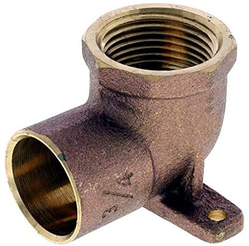 3/4-inch Nominal Copper Sweat X 3/4" Fip Threaded Drop Ear Elbow Fitting 3/4"C by F, Lead Free Brass Shower Drop Ear 90 Degree Elbow with Sweat Socket and Female Threaded Plumbing Fittings -1-Pack-