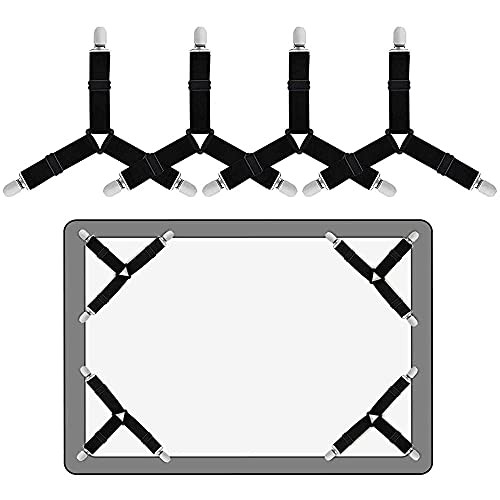 U/B Bed Sheet Fasteners,Triangle Adjustable Bed Sheet Holder,Elastic Bed Sheet Grippers Corner Holder Straps Suspenders with 3 Clips for Bed Sheets, Mattress Covers, Sofa Cushion,4 Pack,Black U/B Bed Sheet Fasteners,Triangle Adjustable Bed Sheet Holder,Elastic Bed Sheet Grippers Corner Holder Straps Suspenders with 3 Clips for Bed Sheets, Mattress Covers, Sofa Cushion,4 Pack,Black