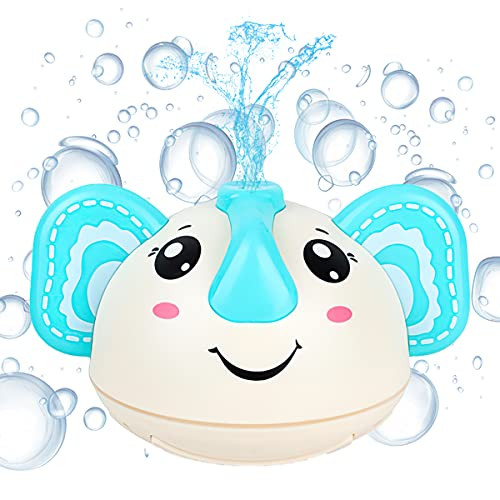 QYSTARS Baby Bath Toys, Elephant Automatic Spray Water Bath Toy with Led Light, Induction Sprinkler Bathtub Shower Toys Toddler Toys Boys Girls, Pool Bathroom Toy for Baby -White-