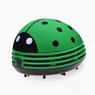 Mini Portable Handheld Cordless Tabletop Crumb Sweeper Desktop Dust Vacuum Cleaner Ladybug Dust Sweeper-Green-