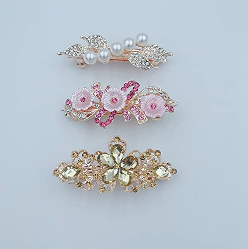 Crystal Hair Clip, 3pcs Rhinestones Hair Barrettes Bling Vintage Spring Hair Clips Bridal Wedding Formal Event Jewelry Accessory for Women Girl Crystal Hair Clip, 3pcs Rhinestones Hair Barrettes Bling Vintage Spring Hair Clips Bridal Wedding Formal Event Jewelry Accessory for Women Girl