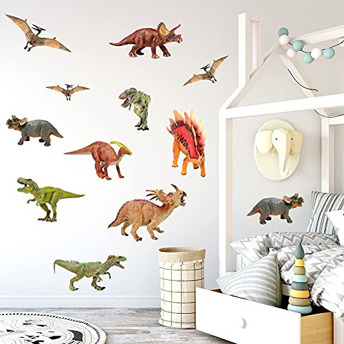 Colorful Dinosaur Wall Stickers| Removable Dinosaur Wall Mural Decals for Baby Children Nursery Classroom Playroom Bedroom Living Room Decor -Peel and Stick- Colorful Dinosaur Wall Stickers| Removable Dinosaur Wall Mural Decals for Baby Children Nursery Classroom Playroom Bedroom Living Room Decor -Peel and Stick-