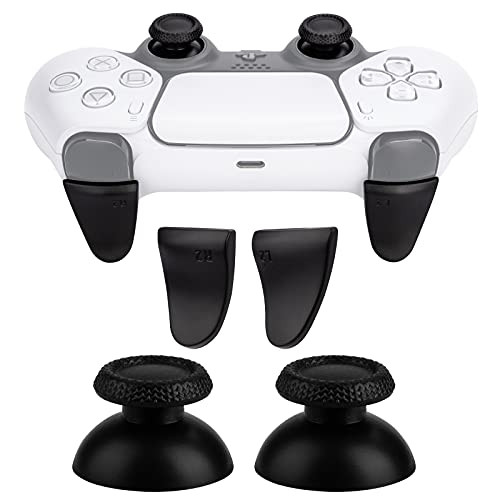 Z and Hveez Replacment Joysticks with L2 R2 Trigger Extenders for PS5 Controllers, Black Analog Thumbsticks for Playstation 5 DualSense Controller 4 in 1