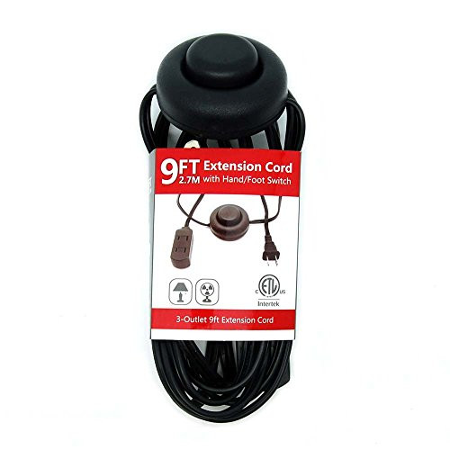 Beszin 9Ft. 3-Outlet 2 Prong Extension Cord with Foot Switch Power Tab -1-Piece-
