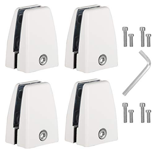 4 PCS Sneeze Guard Bracket Support Office Desk Divider Clamp Brackets Desk Partition Support Holders Desktop Privacy Screen Clips Holder for 0-1/2"Glass Board -White-