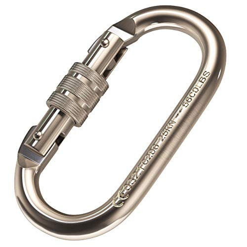 XTEK CLIMBING Carabiner Clip  CE Rated 25 kN 5600 LB  Heavy Duty, Rugged Terrain Approved Locking Carabiner Clips - Industrial Strength Twist Lock Carabiners for Rigging, Ropes, Hammocks, Camping