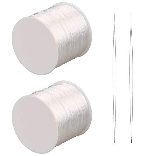 2 Pcs of Elastic String for Bracelets and 2Pcs Beading Needles, Stretchy String Stretch Cord for Bracelets, Beading and Jewelry Making-0.8mm, 1.0mm- 2 Pcs of Elastic String for Bracelets and 2Pcs Beading Needles, Stretchy String Stretch Cord for Bracelets, Beading and Jewelry Making-0.8mm, 1.0mm-