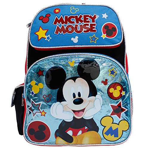 Disney Mickey Mouse Black Red & Blue 16" Backpack