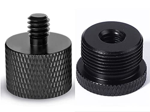 Donuts Mic Stand Adapter 5/8 Female to 1/4 Male and 1/4 Female to 5/8 Male Screw Adapter Thread for Microphone Stand Mount to Camera Tripod Adapter 2 Pack