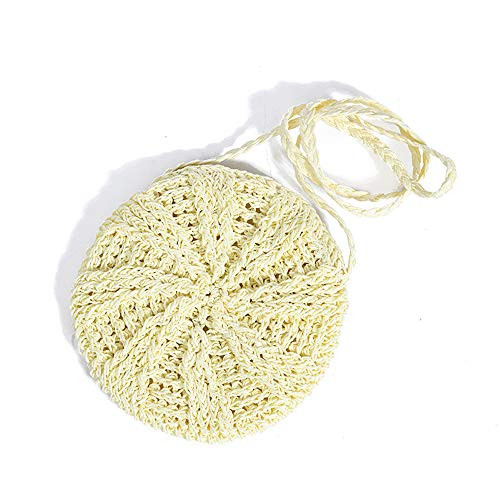 White Round Straw Bag Crossbody Bag for Summer Spring Woven Handcraft Bag Beach Shoulder Handmade Purse