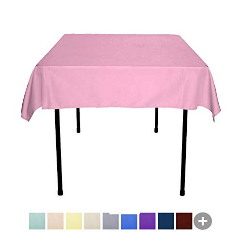 Sunnolimit Tablecloth - 54 x 54 Inch -Pink-Square Polyester Table Cloth, Wrinkle,Stain Resistant - Great for Buffet Table, Parties, Holiday Dinner  and  More