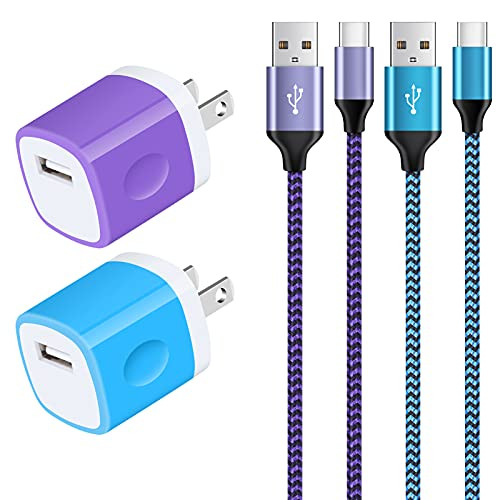 USB C Charger Cable with Wall Plug Compatible Samsung Galaxy S21/S20 Ultra/Plus 5g,S10/S9/S8,Note 21/20/10/9,Moto G9 /G8/G7 Power/Plus/Play/Fast,LG,Type C Power Cord plusUSB C Charging Block Cube Adapter