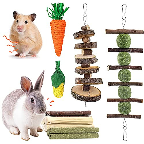 Alloirl Rabbit Chew Toys, Bunny Toys for Rabbits, Rabbit Chew Toys for Teeth, 100 percent Natural Apple Wood Sticks Timothy Hay Balls, Promote Dental Health for Chinchillas Guinea Pigs Hamsters Small Pets Alloirl Rabbit Chew Toys, Bunny Toys for Rabbits, Rabbit Chew Toys for Teeth, 100 percent Natural Apple Wood Sticks Timothy Hay Balls, Promote Dental Health for Chinchillas Guinea Pigs Hamsters Small Pets