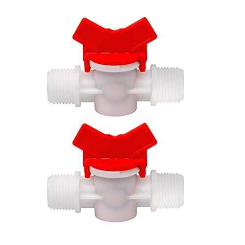 Quickun 1/2" Male Drip Irrigation Barbed Ball Valve Shut Off Switch Hose Barb Valve for Garden Drip Irrigation Aquarium Hose Tube, 2Pcs