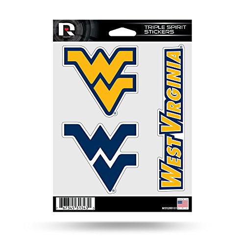 NCAA West Virginia Mountaineers Die Cut 3-Piece Triple Spirit Sticker Sheet