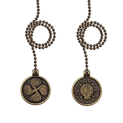Ceiling Fan Pull Chain Fan Pulls Light and Fan Decorative Room Accessories 2pcs Beaded Ball Fan Pull Chain, 13.6 Inches Fan Pulls Set with Connector for Ceiling Fan Light and Lamps,Bronze