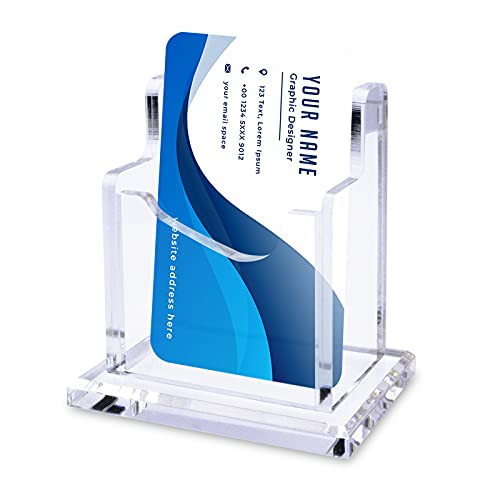 Clear Acrylic Vertical Business Card Holder for Desk, Acrylic Card Holder Business Card Display Holder for Desktop, Cute Business Card Rack Business Card Organizer Personalized Business Card Holder
