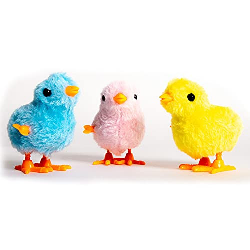 4pc Wind-up Easter Chicken, Plush Chicks Toys, Easter Egg Fillers, Decorating, Prizes, Birdies, Great for Party Favor and Basket Stuffer?Baby, kindergarten toys?