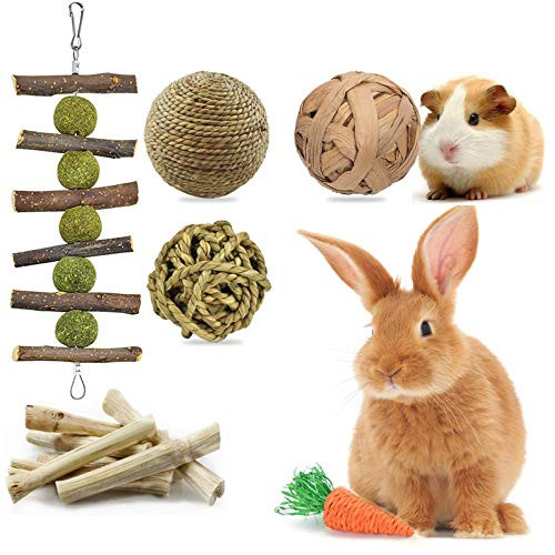 OFYDNR Rabbit Chew Toys, Bunny Molar Chew Toys for Teeth, Chinchillas Guinea Pigs Hamsters Pet Toys with 100 percent Natural Wood Apple Sticks, Timothy Hay Balls, Sweet Bamboo, Rattan Balls and Carrot Toys OFYDNR Rabbit Chew Toys, Bunny Molar Chew Toys for Teeth, Chinchillas Guinea Pigs Hamsters Pet Toys with 100 percent Natural Wood Apple Sticks, Timothy Hay Balls, Sweet Bamboo, Rattan Balls and Carrot Toys