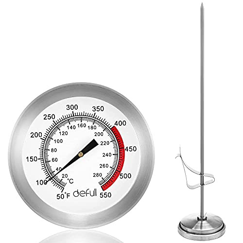 Deep Fry Thermometer with Clip Instant Read 12 inch Dial Thermometer Meat Thermometer Food Thermometer for Home Cooking Thermometer -Silver, 12 inch-