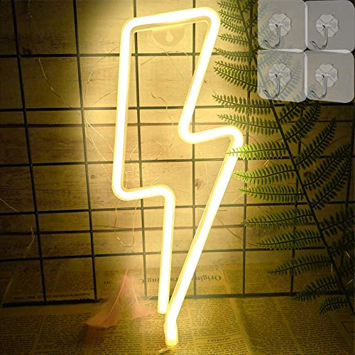 VIFULIN Lightning Neon Light Neon Lights LED Lights for Room Neon Signs for Wall Decor Lights for Room Decor Neon Signs for Bedroom Room Accessories Battery/USB Wall Lights with 4 Hooks-Warm White- VIFULIN Lightning Neon Light Neon Lights LED Lights for Room Neon Signs for Wall Decor Lights for Room Decor Neon Signs for Bedroom Room Accessories Battery/USB Wall Lights with 4 Hooks-Warm White-