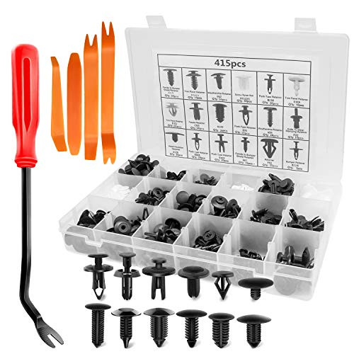 AURELIO TECH 445Pcs Car Bumper Retainer Clips Plastic Rivets Fasteners Push Retainer Kit -18 Most Popular Sizes Auto Push Pin Rivets Set,Door Trim Panel Fender Clips for GM Ford Toyota Honda Chrysler